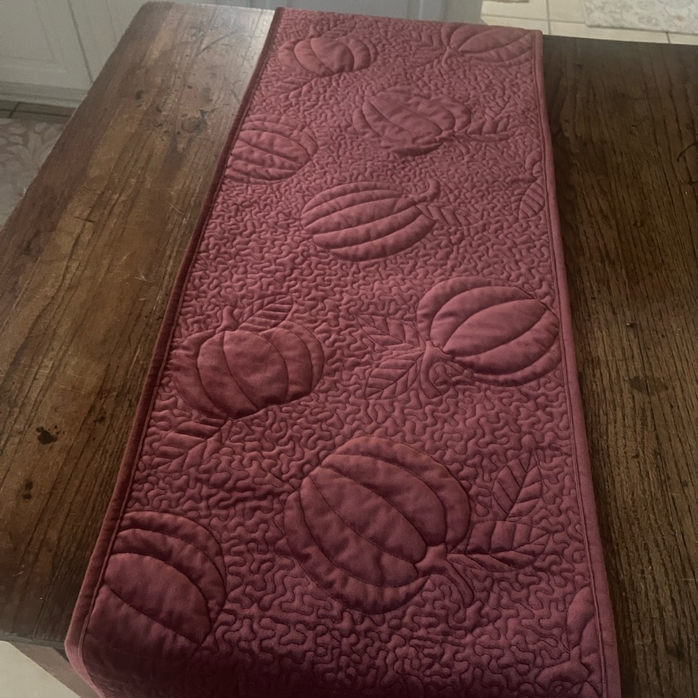Quilted Table Runner with Pumpkin Design